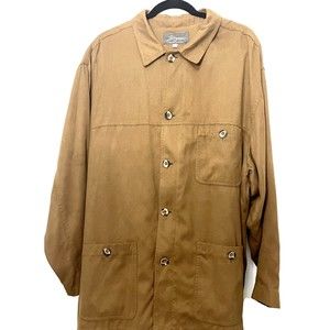 Vintage Cozy Oversized Longline Camel Button-up Shacket w Pockets sz XL